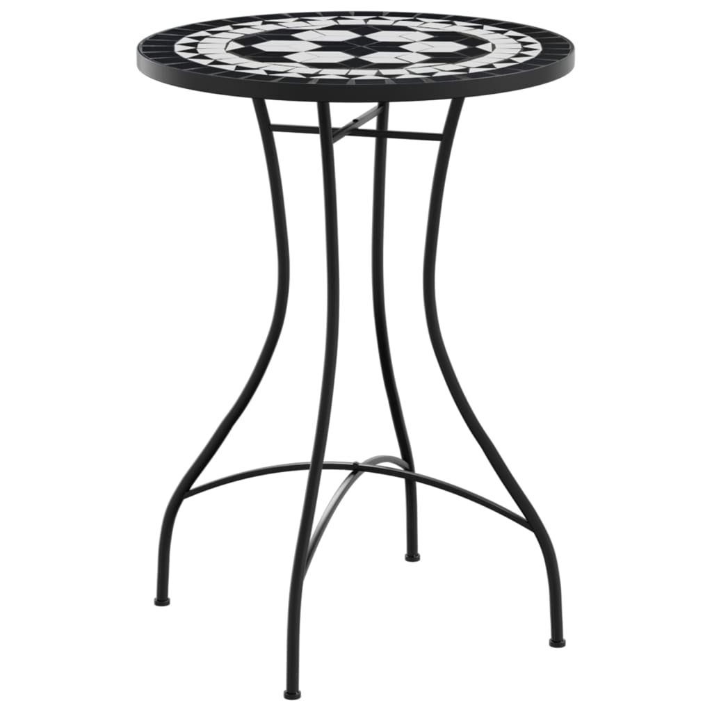 Tavolino da Bistrot con Mosaico Nero e Bianco ÃƒËœ50x70cm Ceramica