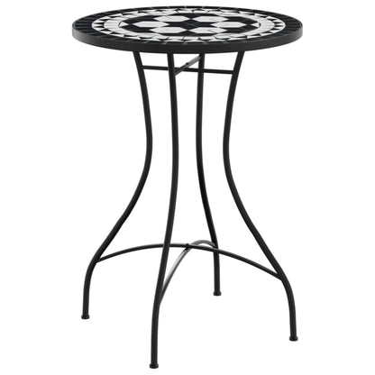 Tavolino da Bistrot con Mosaico Nero e Bianco ÃƒËœ50x70cm Ceramica