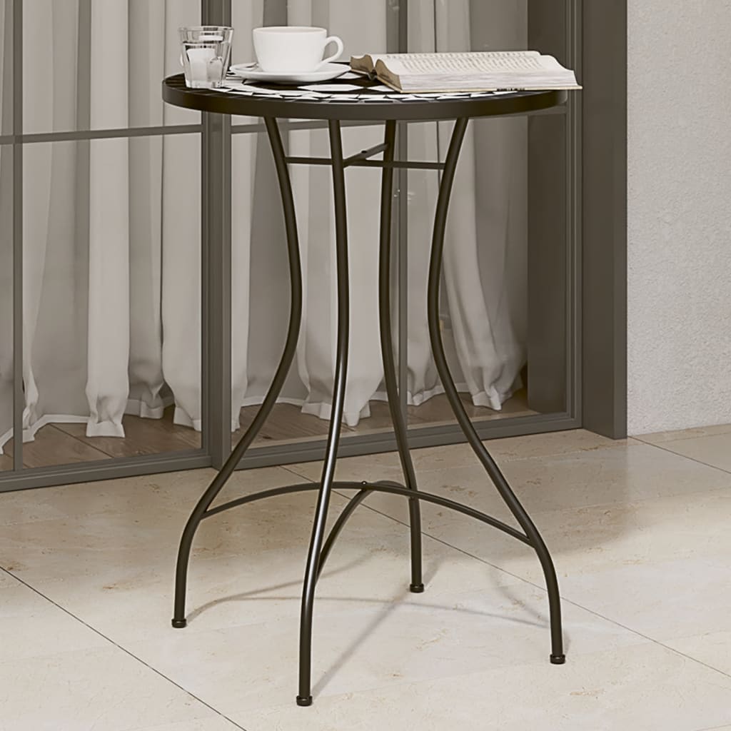Tavolino da Bistrot con Mosaico Nero e Bianco ÃƒËœ50x70cm Ceramica
