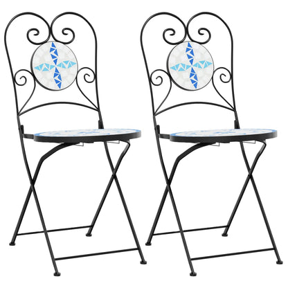 Sedie da BistrÃ² Pieghevoli 2 pz Blu e Bianco in Ceramica