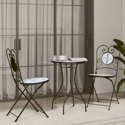 Sedie da BistrÃ² Pieghevoli 2 pz Blu e Bianco in Ceramica
