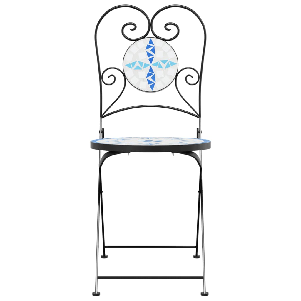 Sedie da BistrÃ² Pieghevoli 2 pz Blu e Bianco in Ceramica
