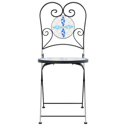 Sedie da BistrÃ² Pieghevoli 2 pz Blu e Bianco in Ceramica