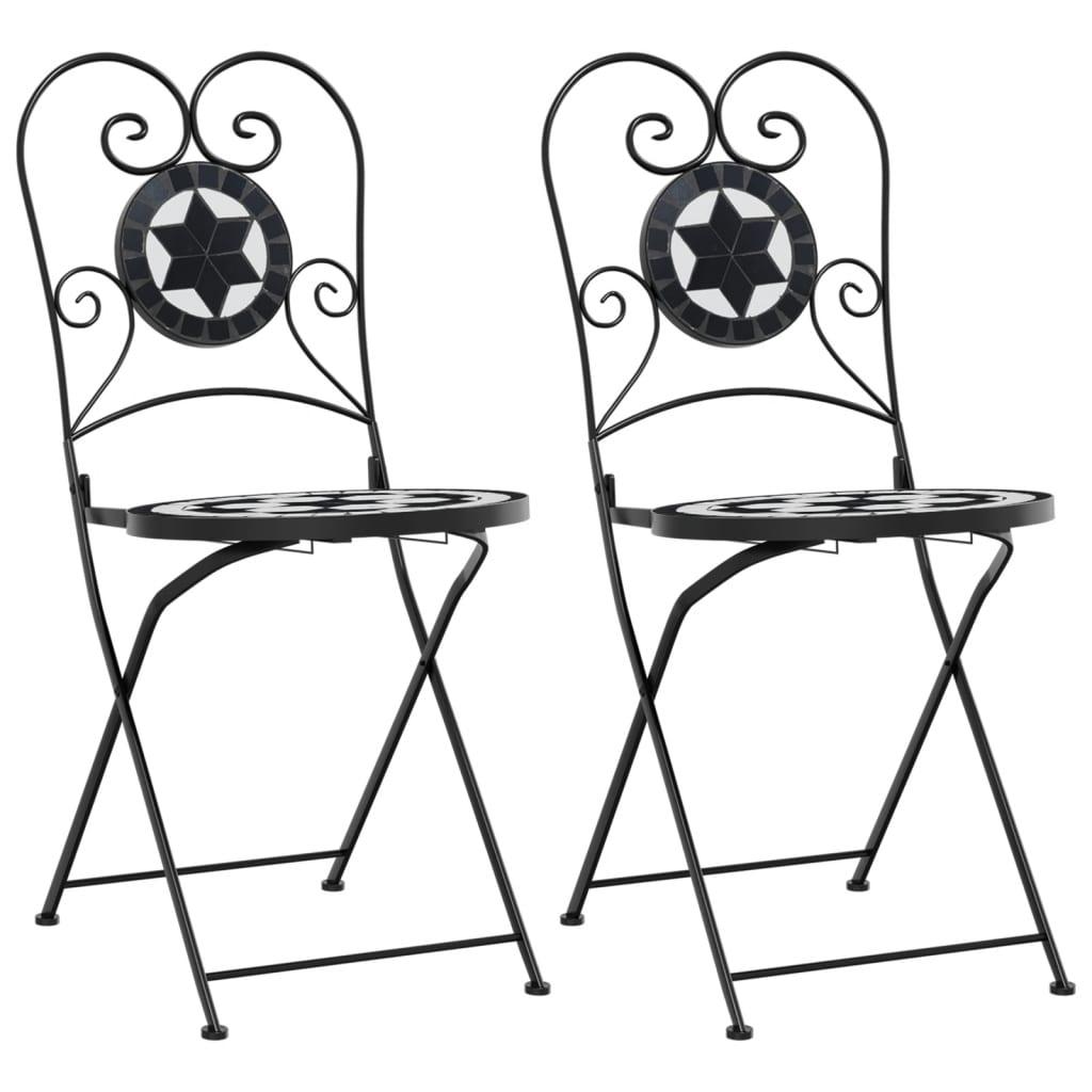 Sedie da BistrÃ² Pieghevoli 2 pz Nero e Bianco in Ceramica