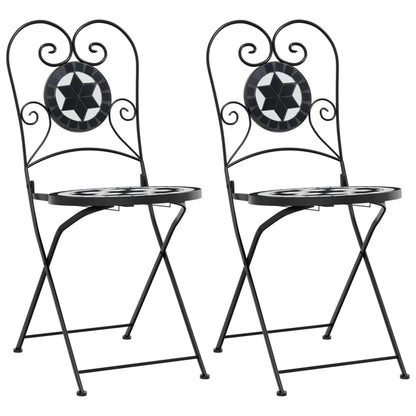 Sedie da BistrÃ² Pieghevoli 2 pz Nero e Bianco in Ceramica