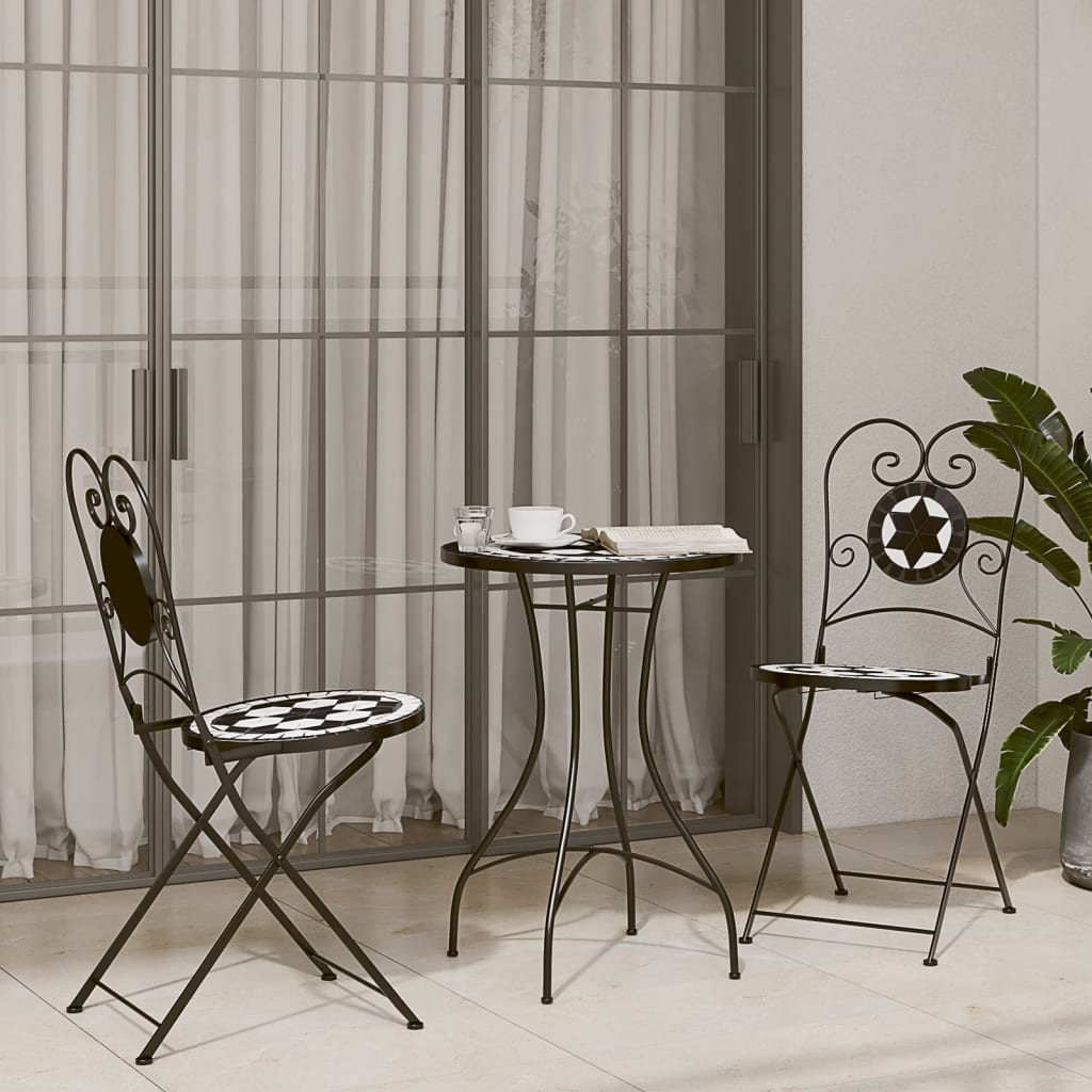 Sedie da BistrÃ² Pieghevoli 2 pz Nero e Bianco in Ceramica