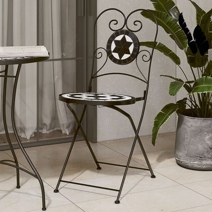 Sedie da BistrÃ² Pieghevoli 2 pz Nero e Bianco in Ceramica