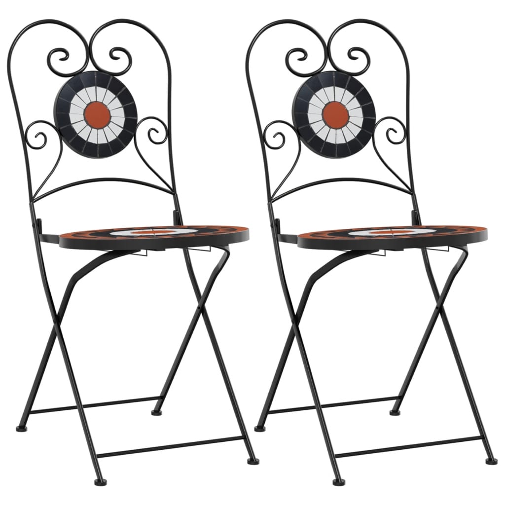 Sedie da BistrÃ² Pieghevoli 2 pz Terracotta e Bianco in Ceramica
