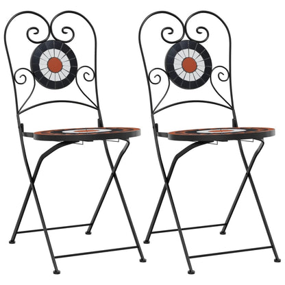 Sedie da BistrÃ² Pieghevoli 2 pz Terracotta e Bianco in Ceramica