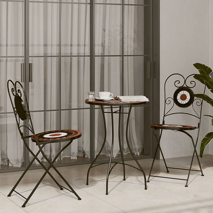 Sedie da BistrÃ² Pieghevoli 2 pz Terracotta e Bianco in Ceramica