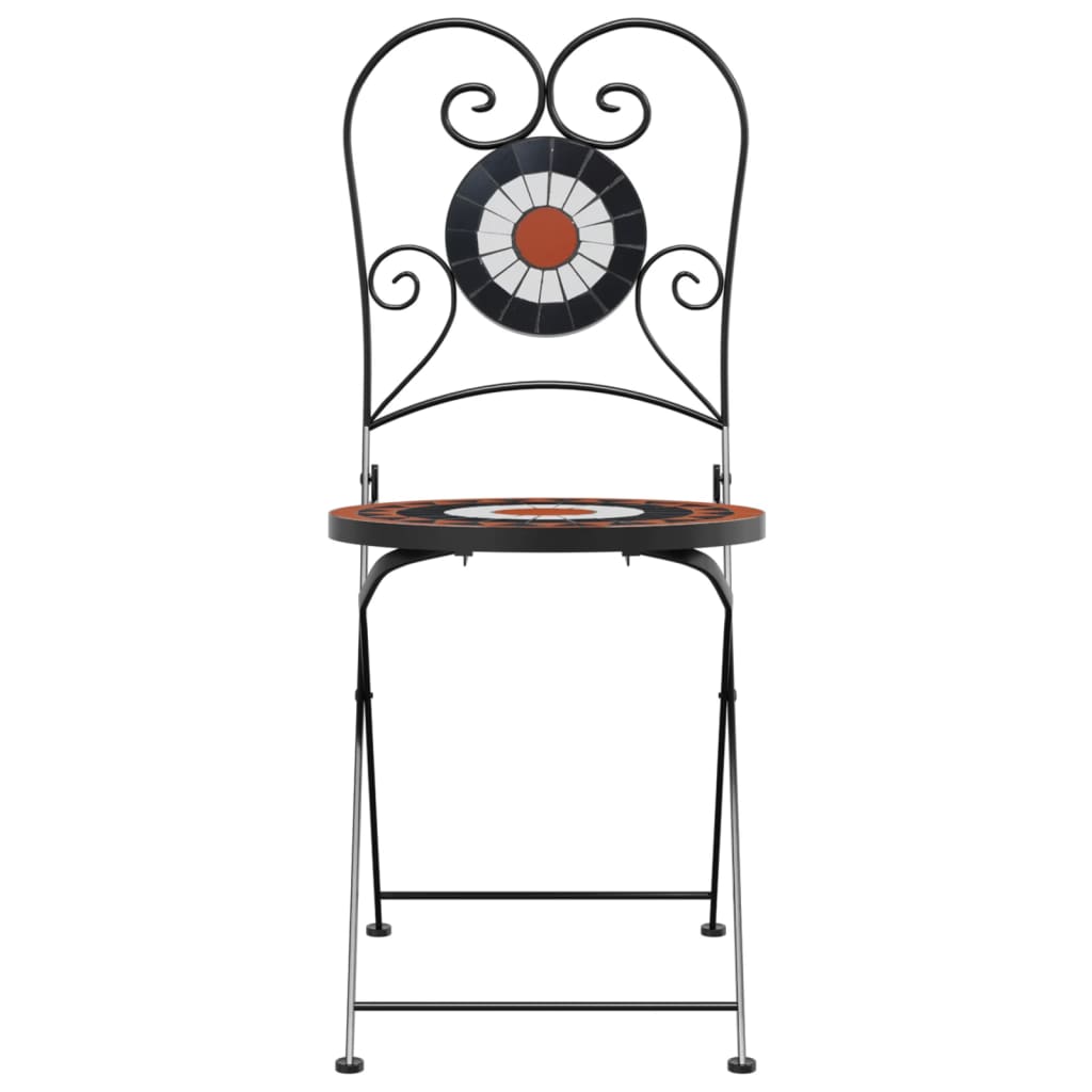 Sedie da BistrÃ² Pieghevoli 2 pz Terracotta e Bianco in Ceramica