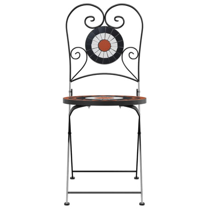 Sedie da BistrÃ² Pieghevoli 2 pz Terracotta e Bianco in Ceramica