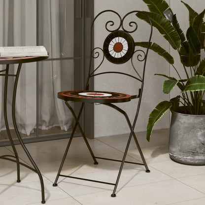 Sedie da BistrÃ² Pieghevoli 2 pz Terracotta e Bianco in Ceramica