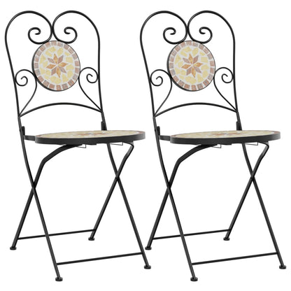 Sedie da BistrÃ² Pieghevoli 2 pz Terracotta e Bianco in Ceramica