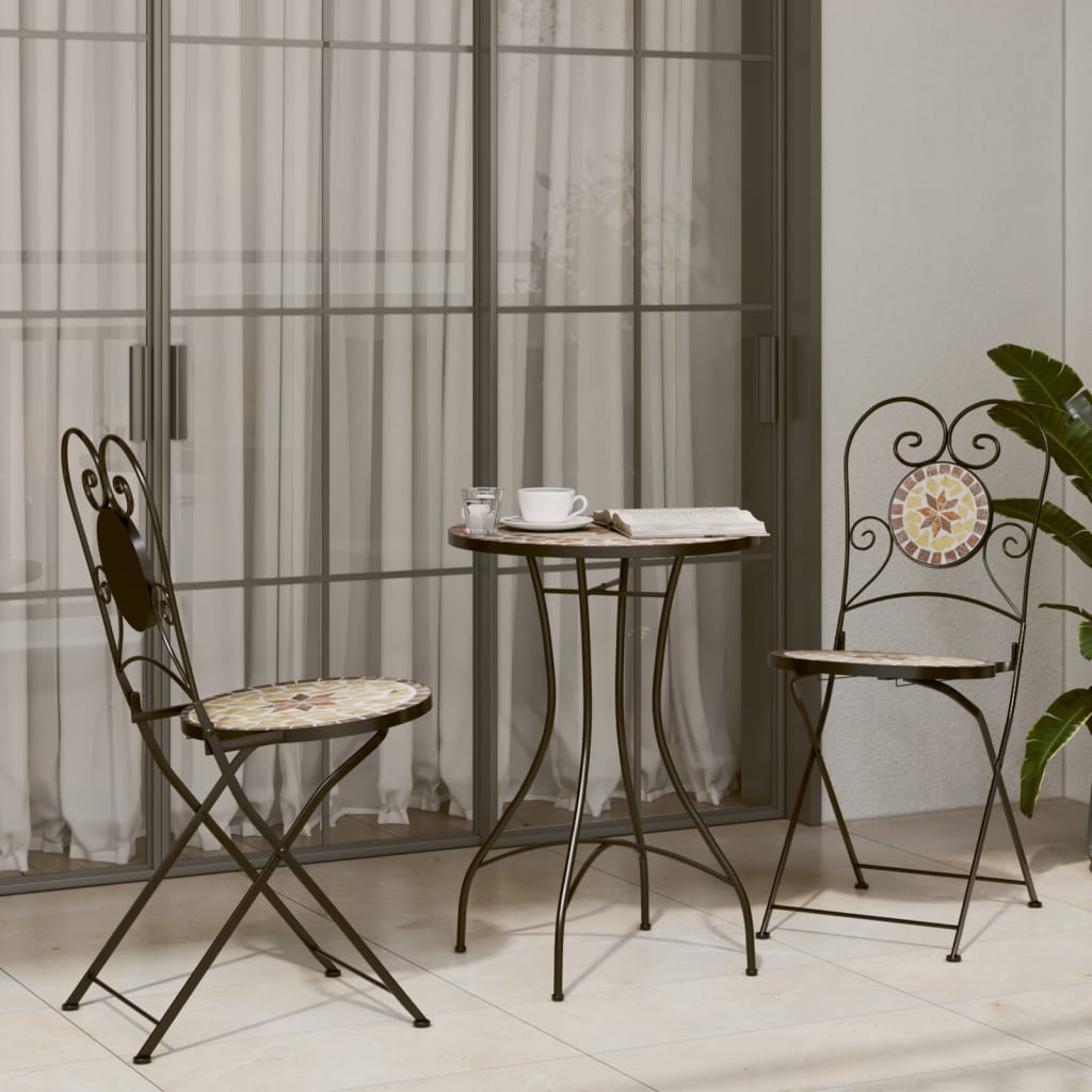 Sedie da BistrÃ² Pieghevoli 2 pz Terracotta e Bianco in Ceramica
