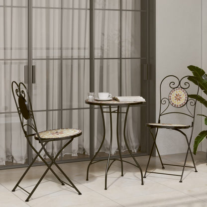 Sedie da BistrÃ² Pieghevoli 2 pz Terracotta e Bianco in Ceramica