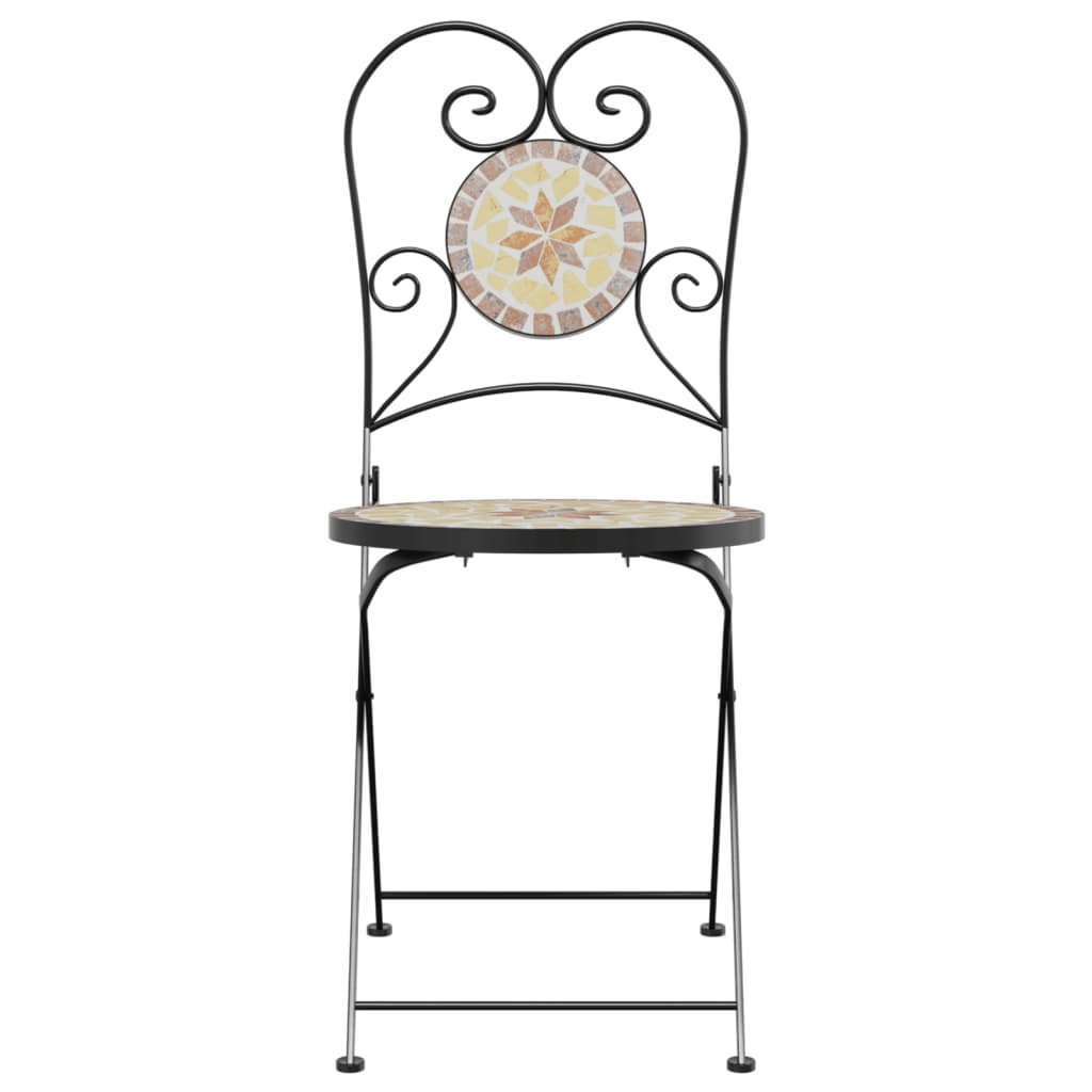 Sedie da BistrÃ² Pieghevoli 2 pz Terracotta e Bianco in Ceramica