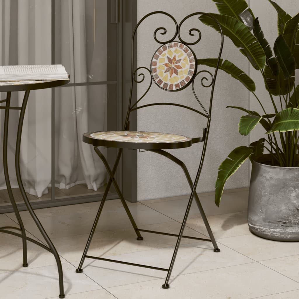 Sedie da BistrÃ² Pieghevoli 2 pz Terracotta e Bianco in Ceramica