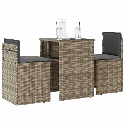 Set da BistrÃƒÂ² 3 pz con Cuscini Beige in Polyrattan