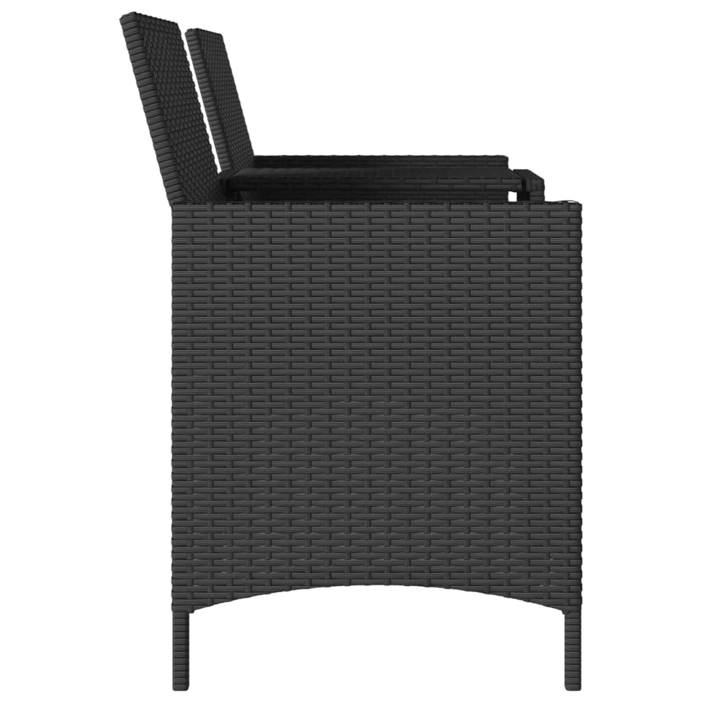 Divano da Giardino a 2 Posti Tavolo Cuscini Nero in Polyrattan