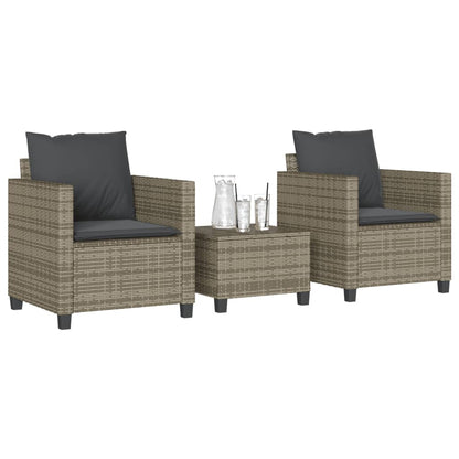 Set da BistrÃ² 3 pz con Cuscini Grigio in Polyrattan