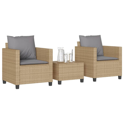 Set da BistrÃƒÂ² 3 pz con Cuscini Beige in Polyrattan
