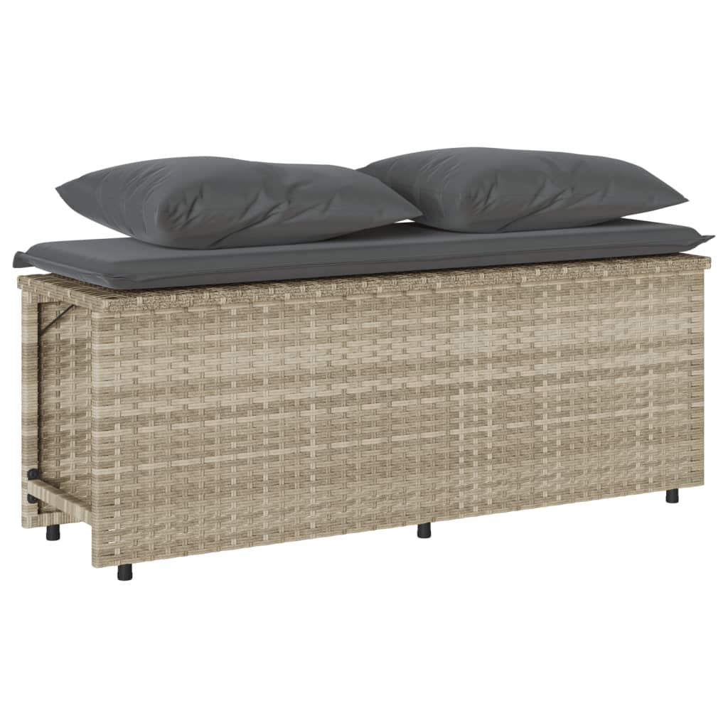 Set Pranzo da Giardino 3pz con Cuscini Grigio Chiaro Polyrattan