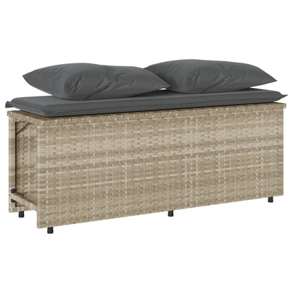Set Pranzo da Giardino 3pz con Cuscini Grigio Chiaro Polyrattan