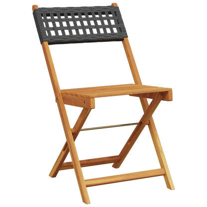 Sedie da BistrÃ² 2 pz Nere Legno Massello Acacia e Polyrattan