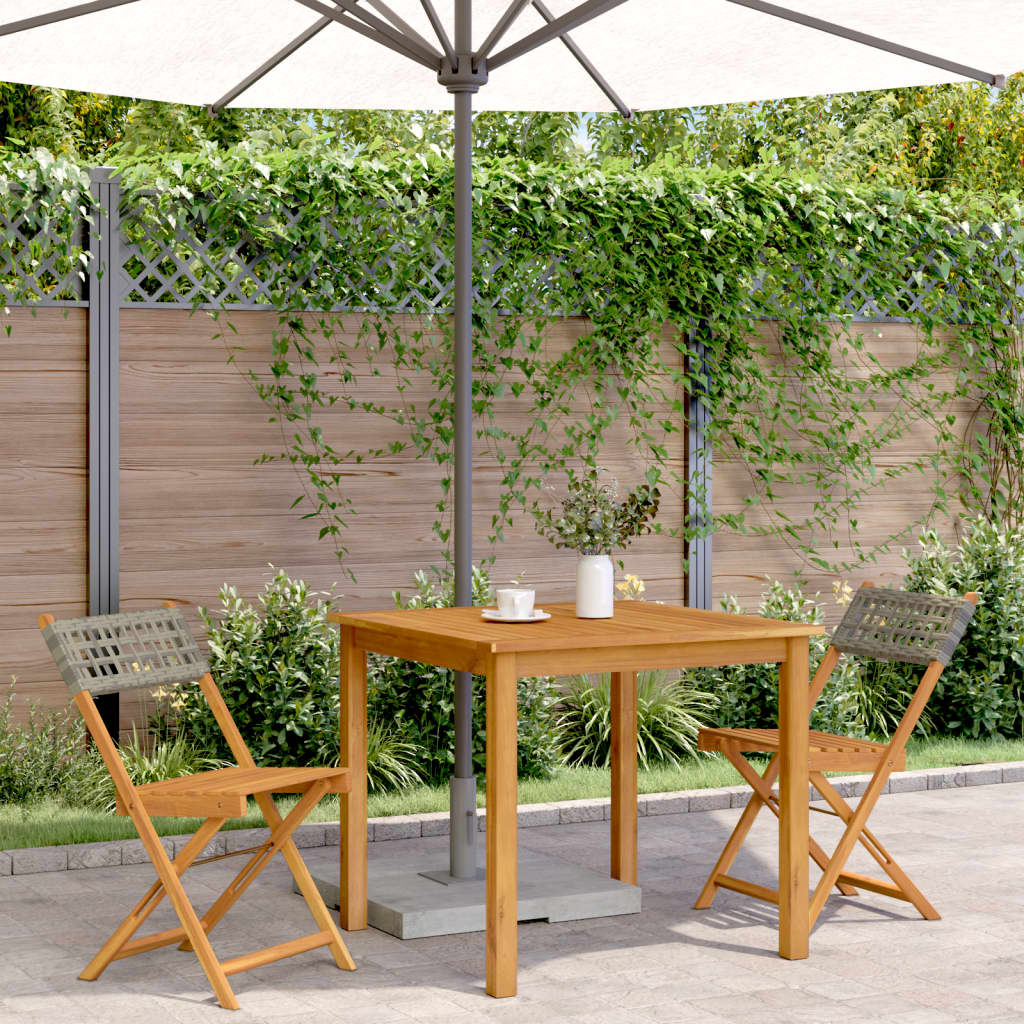 Sedie da BistrÃ² 2 pz Grigie Legno Massello Acacia e Polyrattan