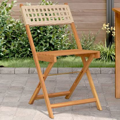 Sedie da BistrÃ² 2 pz Beige Legno Massello Acacia e Polyrattan