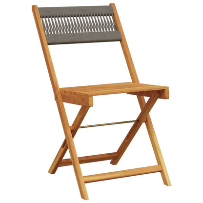 Sedie BistrÃ² 2pz Grigie in Legno Massello di Acacia e Corda