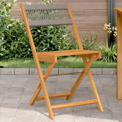 Sedie BistrÃ² 2pz Grigie in Legno Massello di Acacia e Corda