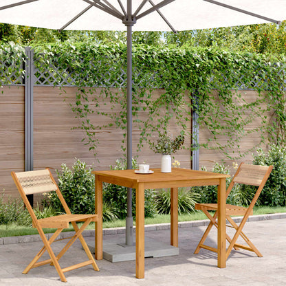 Sedie BistrÃ² 2pz Beige in Legno Massello di Acacia e Corda