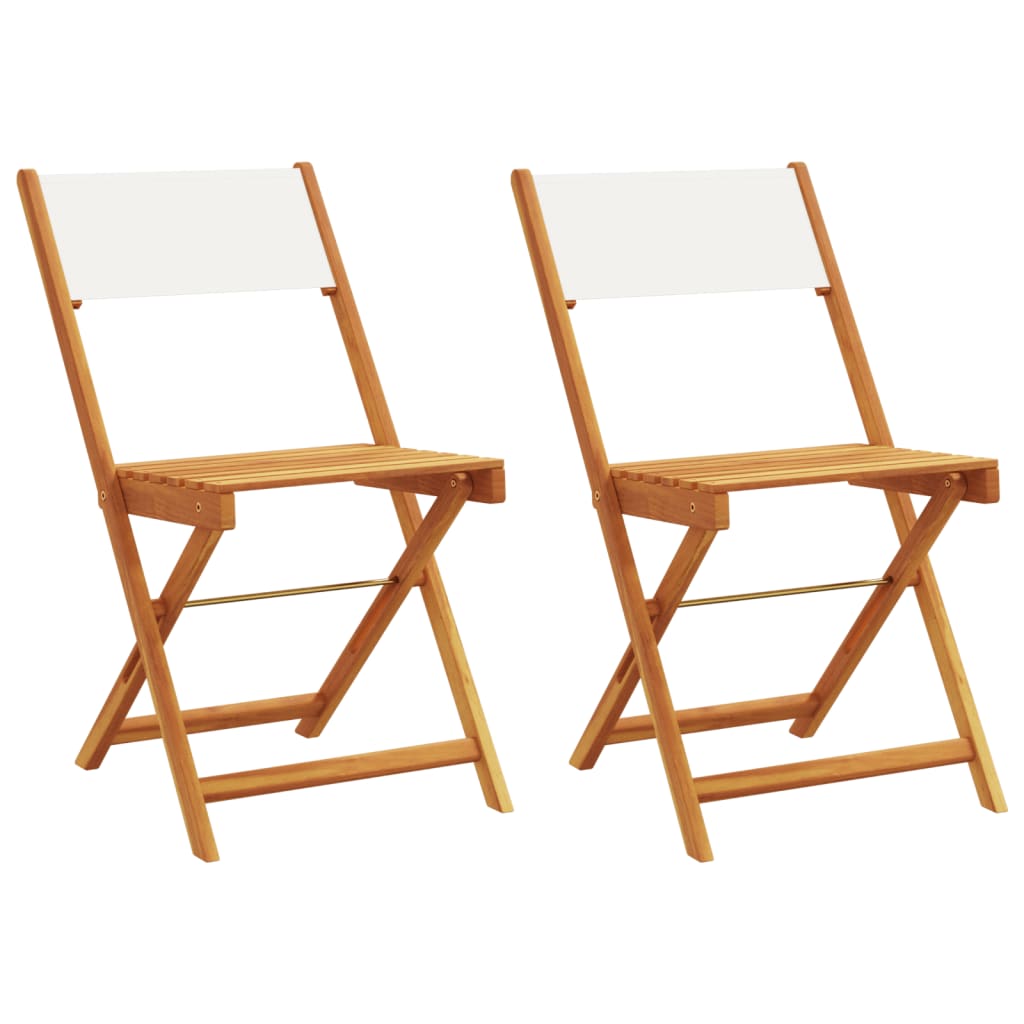 Sedie BistrÃ² 2pz Bianco Crema Legno Massello Acacia e Tessuto