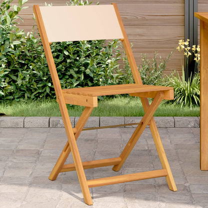 Sedie da BistrÃ² 2pz Beige in Legno Massello di Acacia e Tessuto