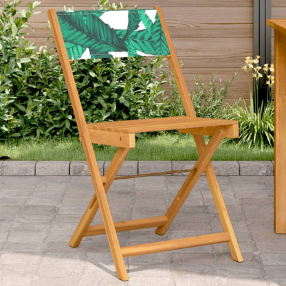 Sedie da BistrÃ² 2pz Motivo Foglia Legno Massello Acacia Tessuto