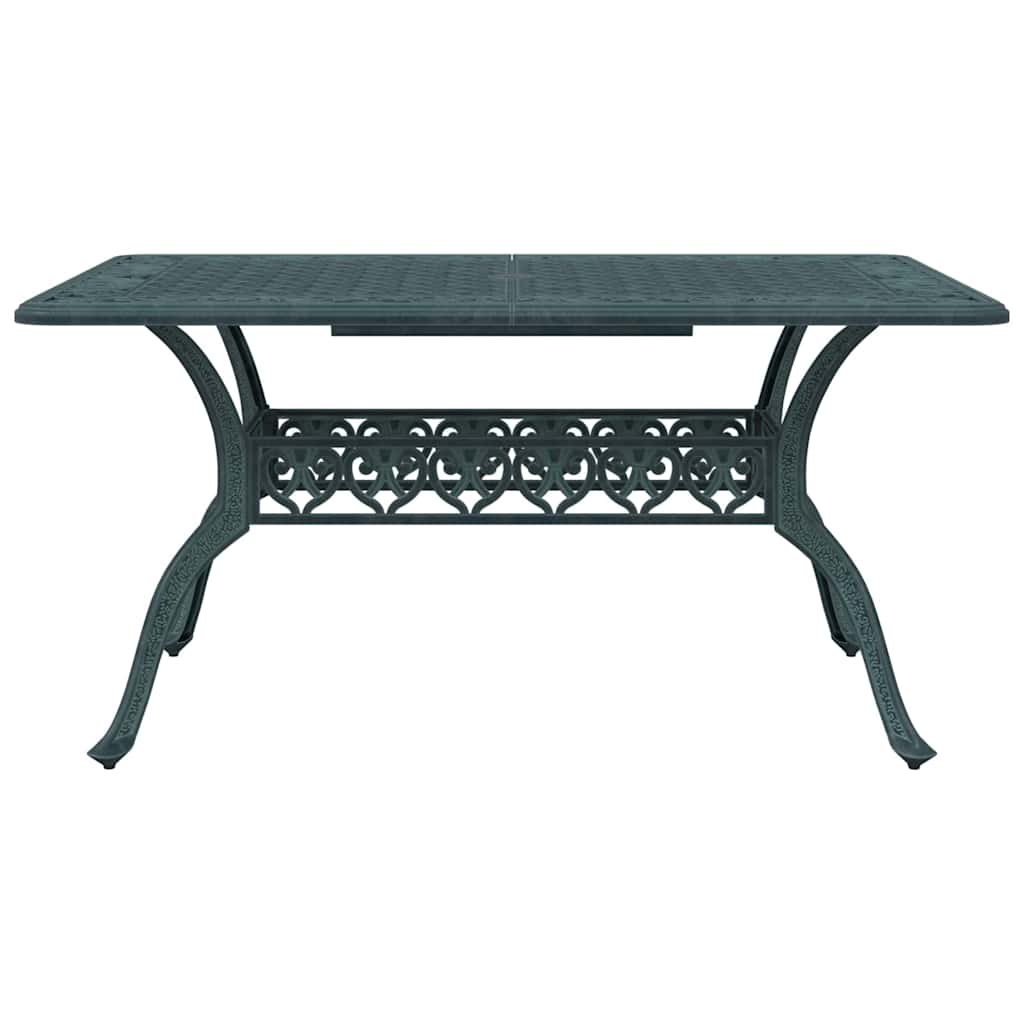 Tavolo da Giardino Verde 150x90x72 cm in Alluminio Pressofuso