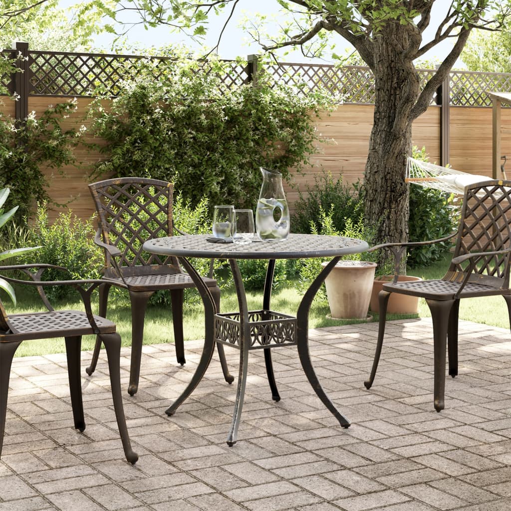 Tavolo da Giardino Bronzo ÃƒËœ90x75 cm in Alluminio Pressofuso