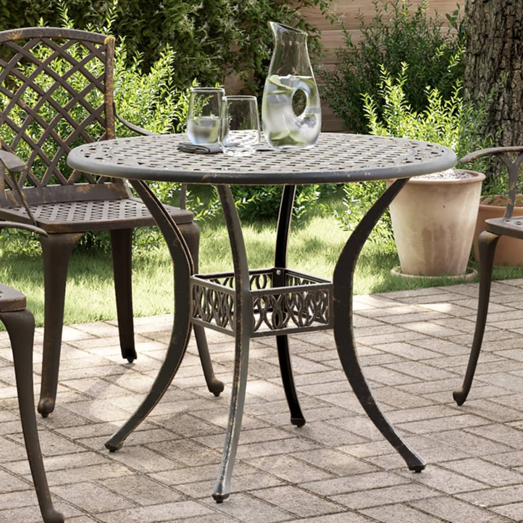 Tavolo da Giardino Bronzo ÃƒËœ90x75 cm in Alluminio Pressofuso