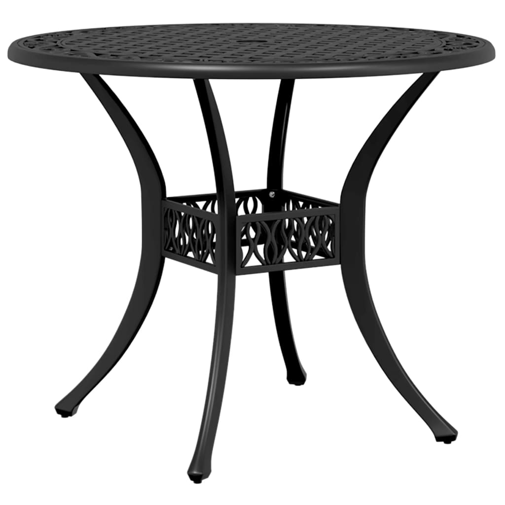 Tavolo da Giardino Nero ÃƒËœ90x75 cm in Alluminio Pressofuso