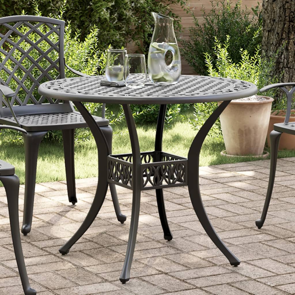 Tavolo da Giardino Nero ÃƒËœ90x75 cm in Alluminio Pressofuso