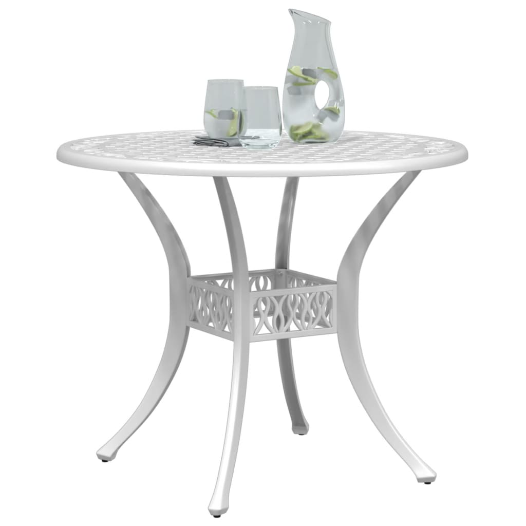 Tavolo da Giardino Bianco Ã˜90x75 cm in Alluminio Pressofuso