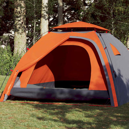 Tenda a Cupola 4 Persone Grigio e Arancione a Rilascio Rapido