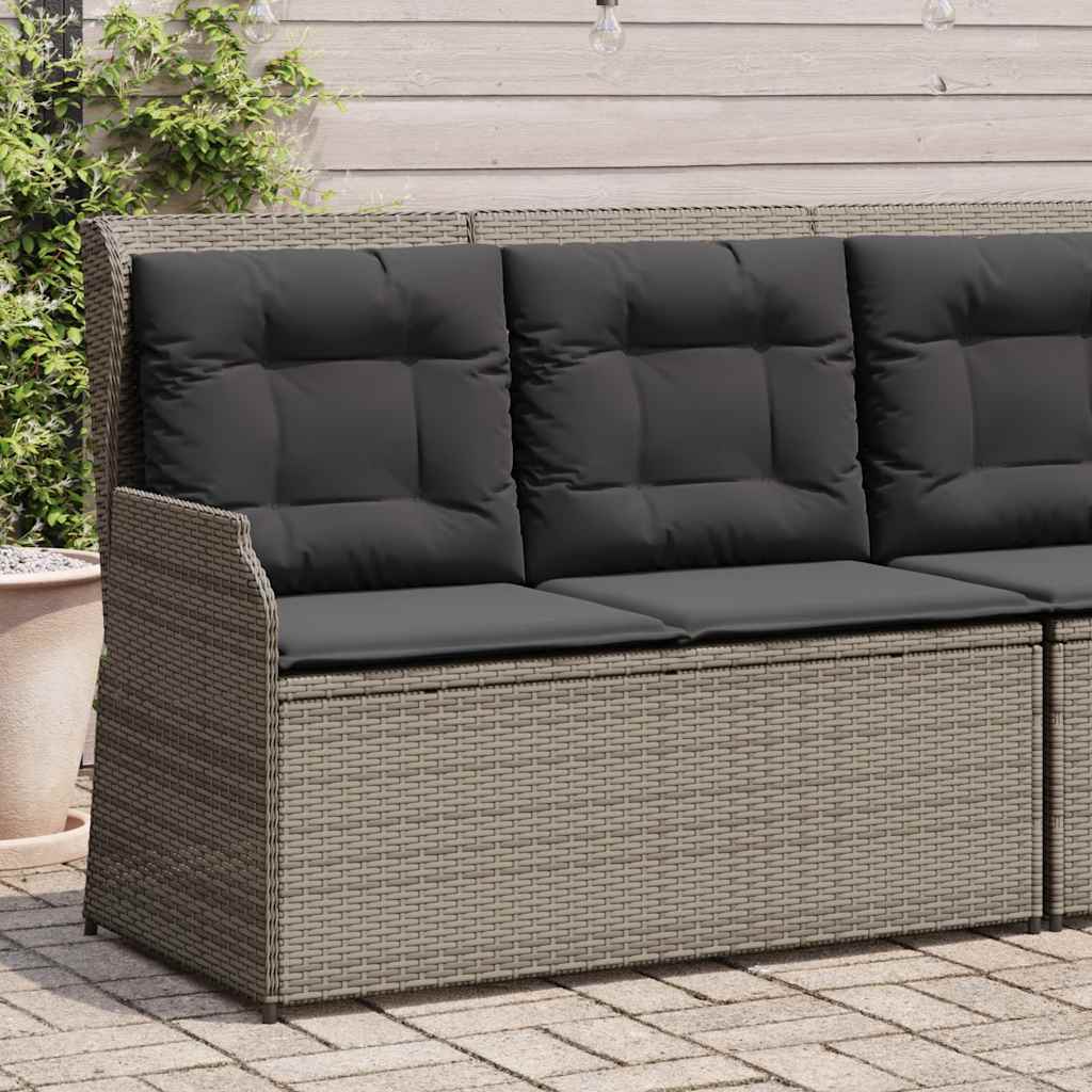 Panca Reclinabile da Giardino con Cuscini Grigia in Polyrattan
