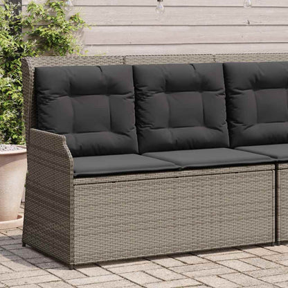Panca Reclinabile da Giardino con Cuscini Grigia in Polyrattan