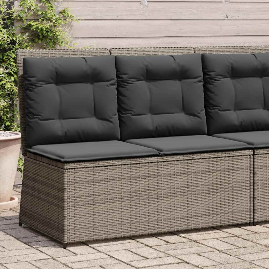 Panca Reclinabile da Giardino con Cuscini Grigia in Polyrattan