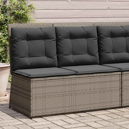 Panca Reclinabile da Giardino con Cuscini Grigia in Polyrattan