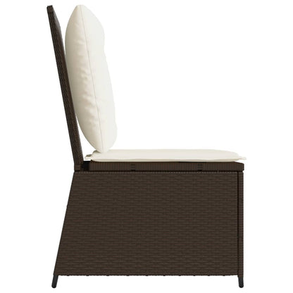 Divano Reclinabile da Giardino con Cuscini Marrone Polyrattan