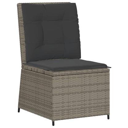 Divano Reclinabile da Giardino con Cuscini Grigio in Polyrattan